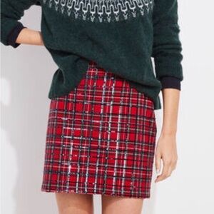 VINEYARD VINES TARTAN SEQUIN LINED SKIRT IN RED VALVET PLAID MINI LENGTH SZ 24
